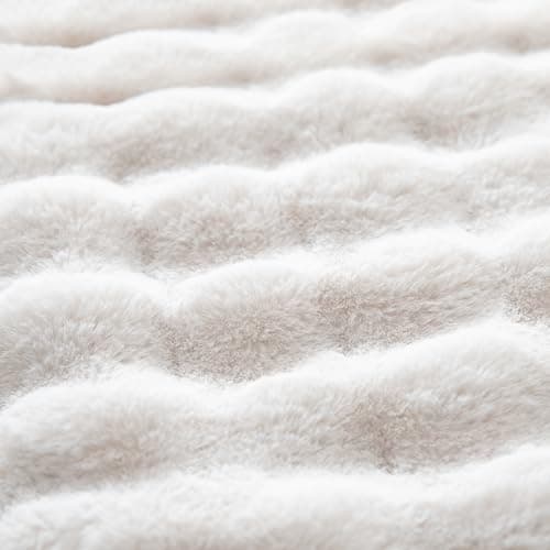 2 Pack Fluffy Faux Fur Throw Pillow Covers for Sofa Couch White