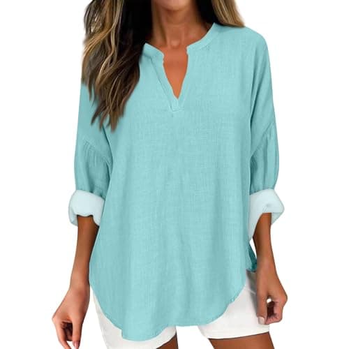 V Neck Long Sleeve Button Down Blouses