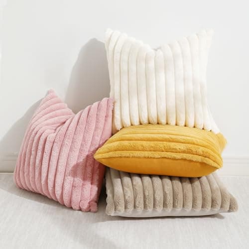 Christmas Faux Fur Throw Pillow Covers 18x18 Set of 2 for Living Room