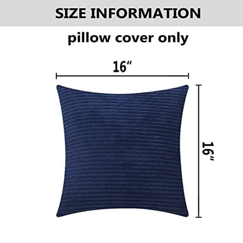 Navy Stripe Velvet Pillows for Couch, Set of 2, 40x40cm