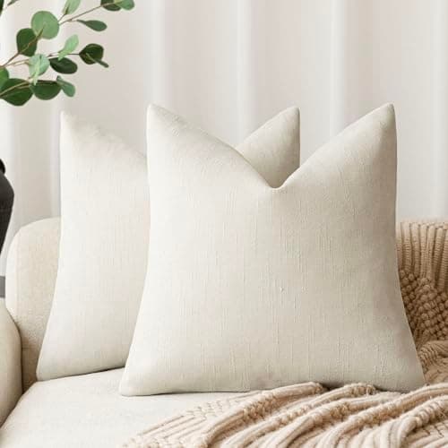 Farmhouse Style Set of 2 Throw Pillow Covers 18x18 Inch, Taupe