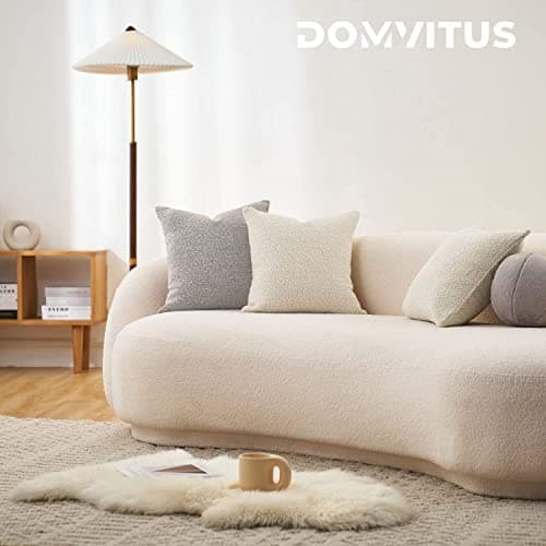 DOMVITUS Buttery Cream Textured Boucle Throw Pillow Cover, 18x18 Inch