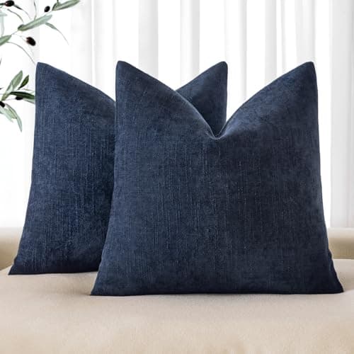 MIULEE Soft Chenille Throw Pillow Covers, Beige, 18x18 Inch
