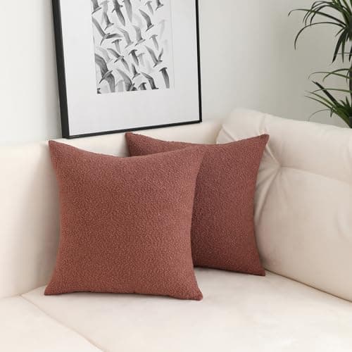Terracotta Rust Throw Pillow Covers, Set of 2, 18x18 Inch