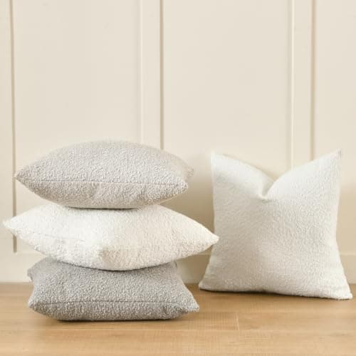 Sanmetex Textured 18x18 Inch Pillow Covers, White Home Decor