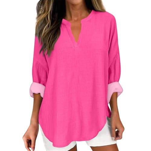 V Neck Long Sleeve Button Down Blouses