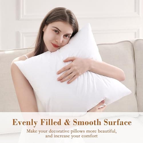 2 Pack puredown® 22x22 Down Alternative Pillow Inserts, Fluffy Soft Decorative Home Bed Couch Cushions