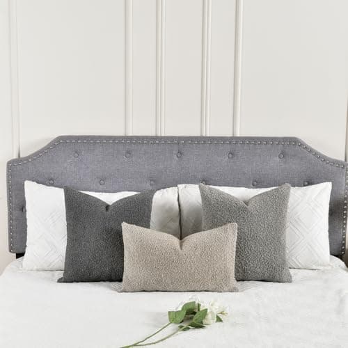 Light Grey Textured Boucle Throw Pillow Cover 12x20 Inch for Sofa, Bed, Living Room