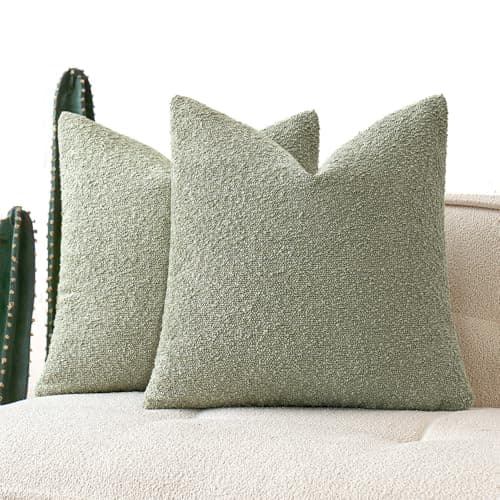 MIULEE 18x18 Inch Textured Boucle Pillow Covers Set of 2 BrownAccentLivingroom Decor