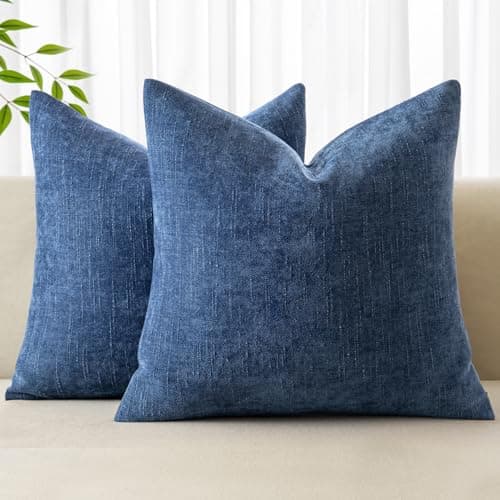 MIULEE Soft Chenille Throw Pillow Covers, Beige, 18x18 Inch