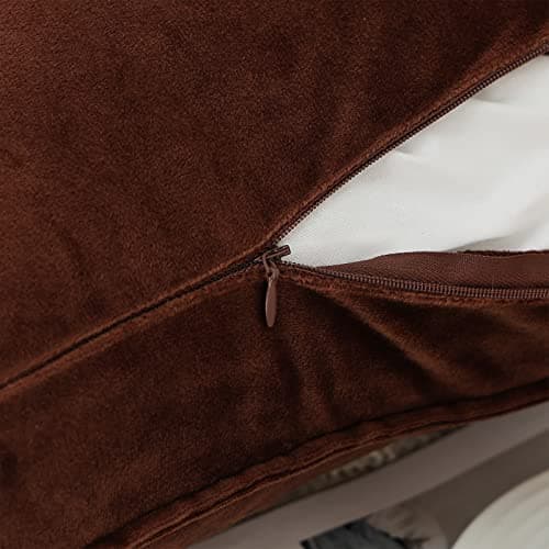 JIAHANNHA Velvet Brown Throw Pillow Covers for Living Room Couch 18x18 Inches