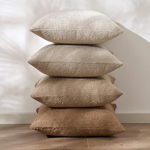 4 Textured Boucle Throw Pillow Covers 18x18 inch for Couch Bed Living Room Decor