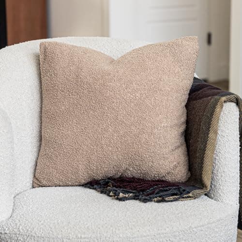 SAMIAH LUXE Black Teddy Boucle Pillow Covers, 18x18, 2pcs, Modern Farmhouse Boho Decor