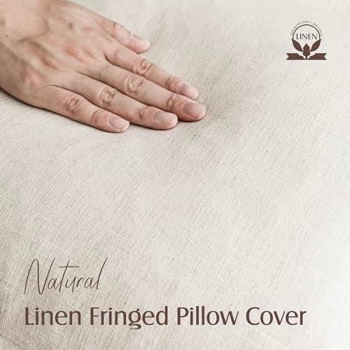 Decorative Linen Fringe Throw Pillow Covers with Tassels - Set of 2