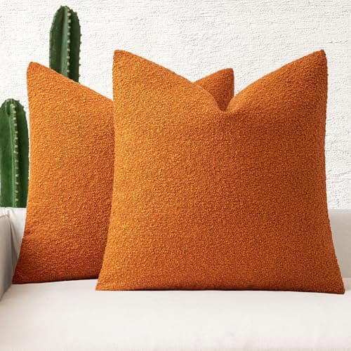MIULEE 18x18 Inch Textured Boucle Pillow Covers Set of 2 BrownAccentLivingroom Decor