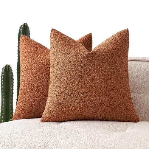 MIULEE 18x18 Inch Textured Boucle Pillow Covers Set of 2 BrownAccentLivingroom Decor