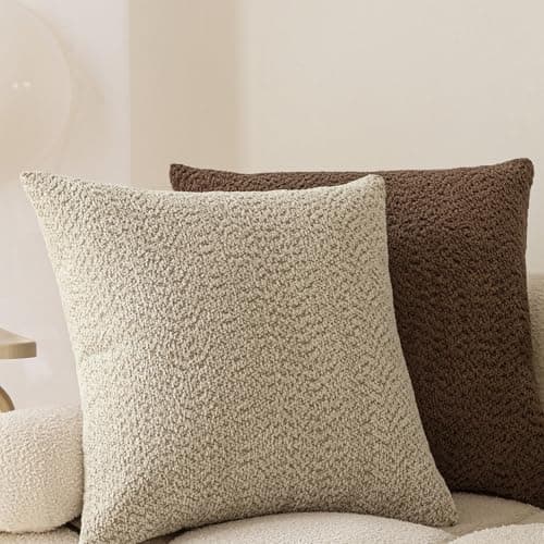 VOILYBIRD Beige 18x18 Inch Bouclé Throw Pillow Covers
