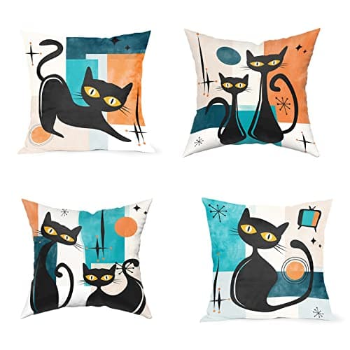 Boho Green Geometric Gold Leaf Pillow Covers Set of 4