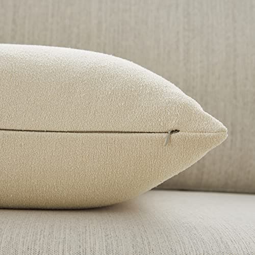 Meekio Neutral 18x18 Inch Soft Boucle Pillow Covers for Sofa Décor
