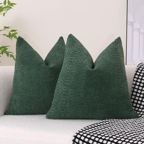 Heavy Boucle Throw Pillow Covers 18x18 Inches - Forest Green