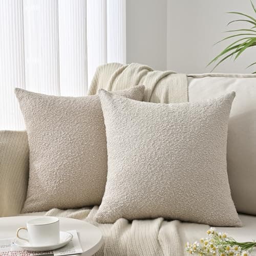4 Textured Boucle Throw Pillow Covers 18x18 inch for Couch Bed Living Room Decor