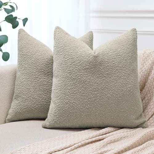 Textured Boucle Throw Pillow Covers 20x20 Inch Oatmeal - Pack of 2