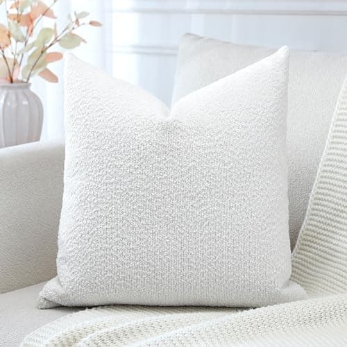 Textured Boucle Throw Pillow Covers Square - Cozy Soft Decorative Couch Cushion Case for Chair Sofa Bedroom Living Room Home Decor