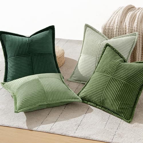 MIULEE Spring Green Patchwork Throw Pillow Covers for Home Decor