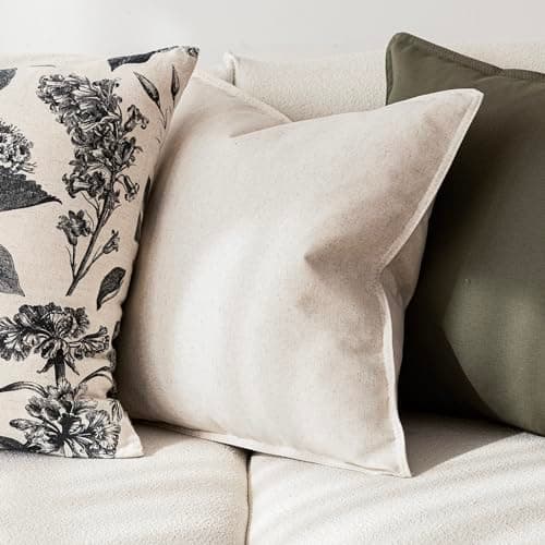 Foindtower 2 Pack Soft Modern Light Beige Farmhouse Throw Pillow Covers for Living Room Sofa