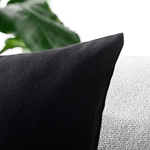 2 Farmhouse Burlap Square Throw Pillow Covers - Black, 20 x 20 Inch