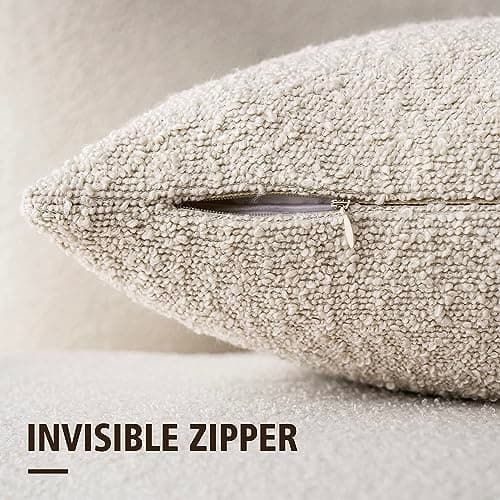 Textured Boucle Throw Pillow Covers - Cozy Solid Accent Cases for Home Decor, 18 x 18 Inch