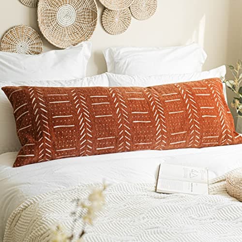 Boho Farmhouse Brown Lumbar Throw Pillow Covers, Set of 2