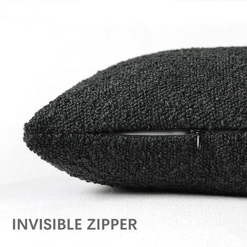 Black Decorative Lumbar Pillow Cover for Couch, 12x20 inches