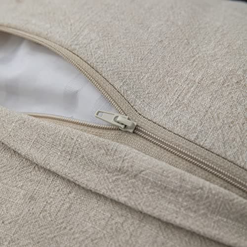 Soft Cozy Boho Linen Fringed Throw Pillow Cover, Beige 18x18 Inches