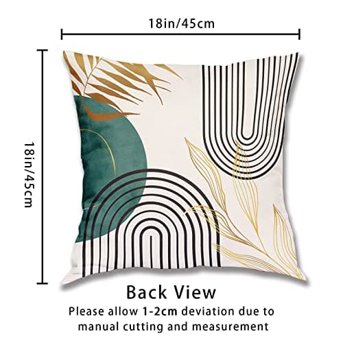 Boho Green Geometric Gold Leaf Pillow Covers Set of 4