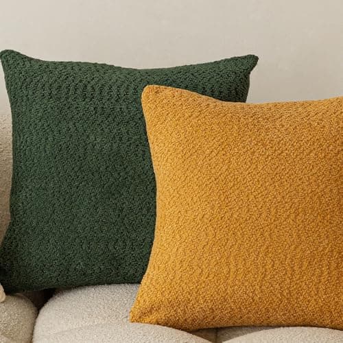 Heavy Boucle Throw Pillow Covers 18x18 Inches - Forest Green