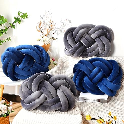 2 Knot Pillows for Couch and Home Decor (Deep Gray)