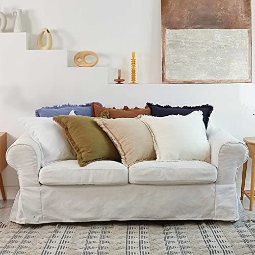 Linen Lumbar Decorative Throw Pillow Cover for Couch Sofa Bed Outdoor