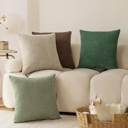 Heavy Boucle Throw Pillow Covers 18x18 Inches - Forest Green
