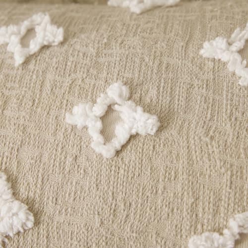 MIULEE Rhombic Jacquard Throw Pillow Covers, 18x18 Inch, Beige for Couch & Bedroom