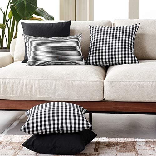 2 Farmhouse Burlap Square Throw Pillow Covers - Black, 20 x 20 Inch