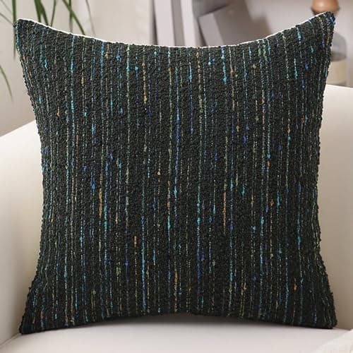 Neutral Textured Boucle Pillow Cover 18x18 with Stripes, Soft Modern Farmhouse Decor Accent