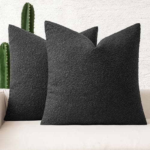MIULEE 18x18 Inch Textured Boucle Pillow Covers Set of 2 BrownAccentLivingroom Decor