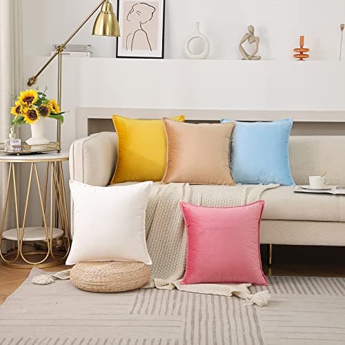 JIAHANNHA Velvet Brown Throw Pillow Covers for Living Room Couch 18x18 Inches