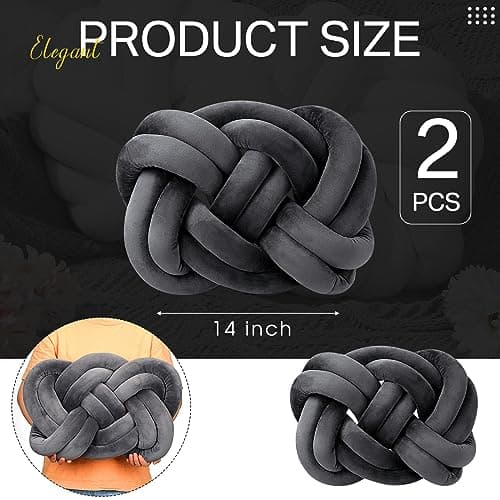 2 Knot Pillows for Couch and Home Decor (Deep Gray)