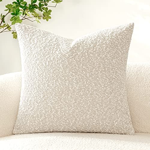 Decorative Throw Pillow Cover Ivory 18 x 18 Inch for Living Room