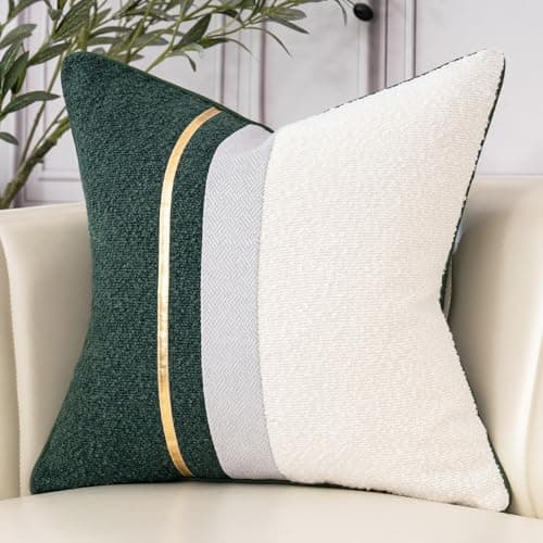 Patchwork Textured Boucle Throw Pillow Cover 18x18 Inch, Cozy Soft Gray Decor for Chair Sofa Bedroom