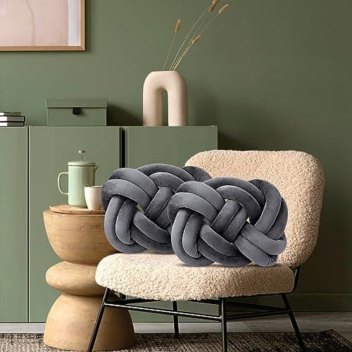 2 Knot Pillows for Couch and Home Decor (Deep Gray)