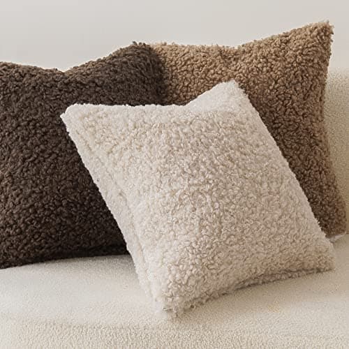 Faux Fur Throw Pillow Cover Set for Bed Couch Living Room