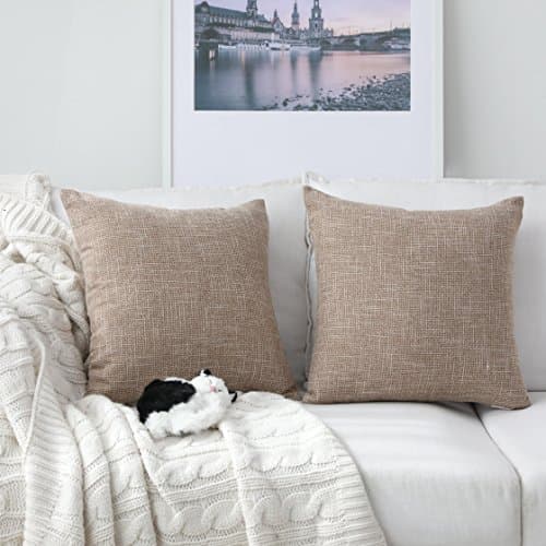 Kevin Textile Star Faux Linen Pillow Covers 24"x24", 2 Pcs, Super Soft Natural Linen